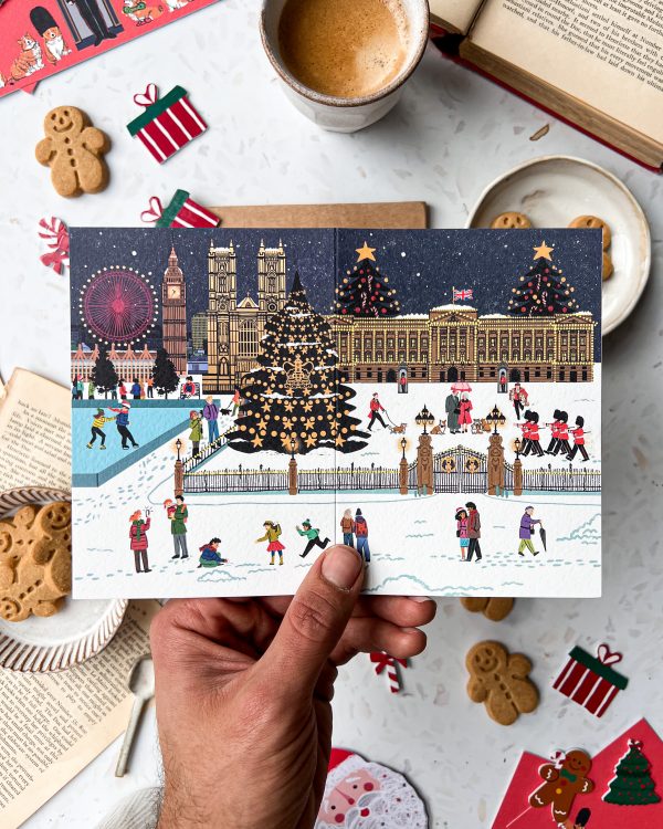 Paper and Cities Christmas card Buckingham Palace and Queen card