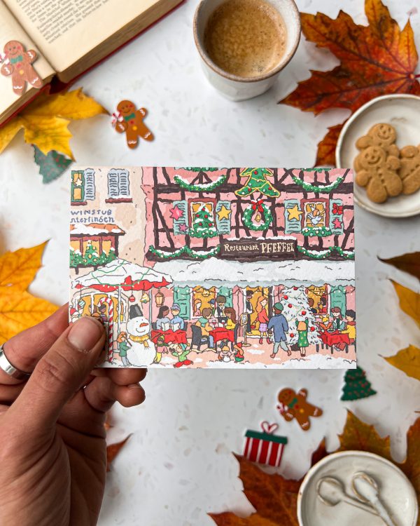 Paper and Cities Christmas in Alsace A6 postcard